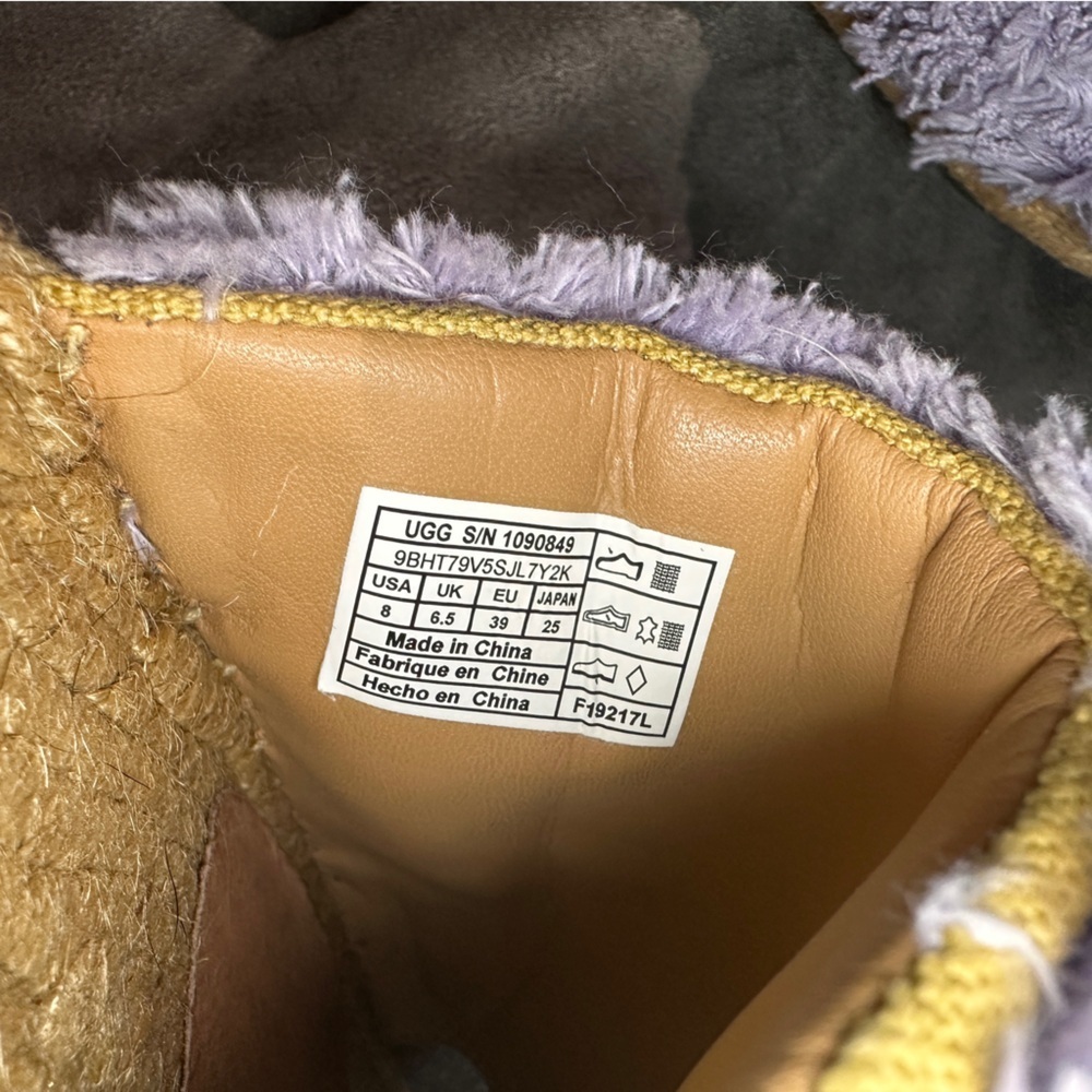 UGG Fuzzy Slide Espadrille Sandals Lilac Purple 8 Vacationcore - Picture 6 of 8